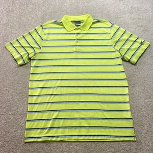 Nike Golf Polo Shirt Mens XL Yellow Dri-FIT Striped Short Sleeve Athletic Preppy